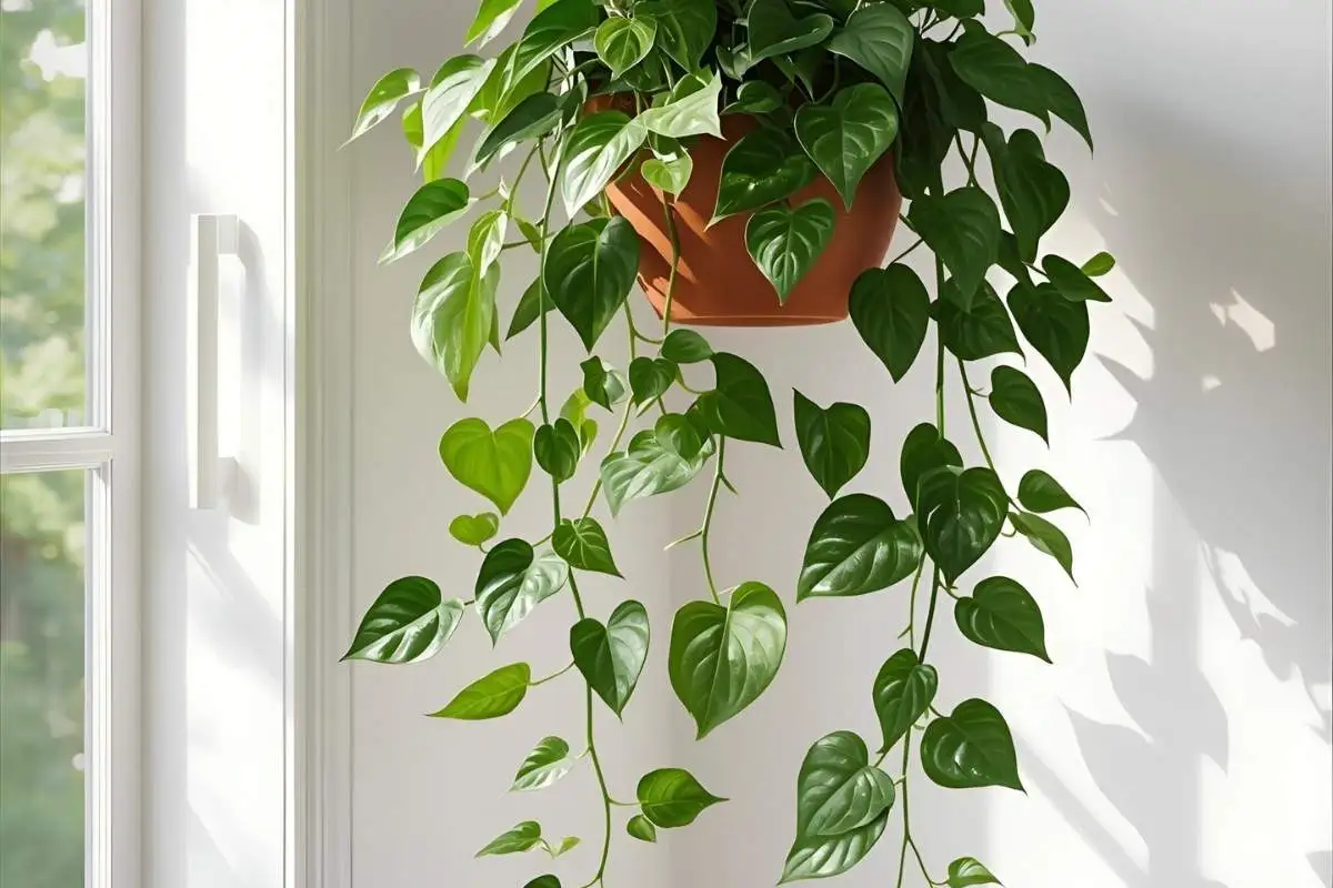 Pothos plant hanging from a basket