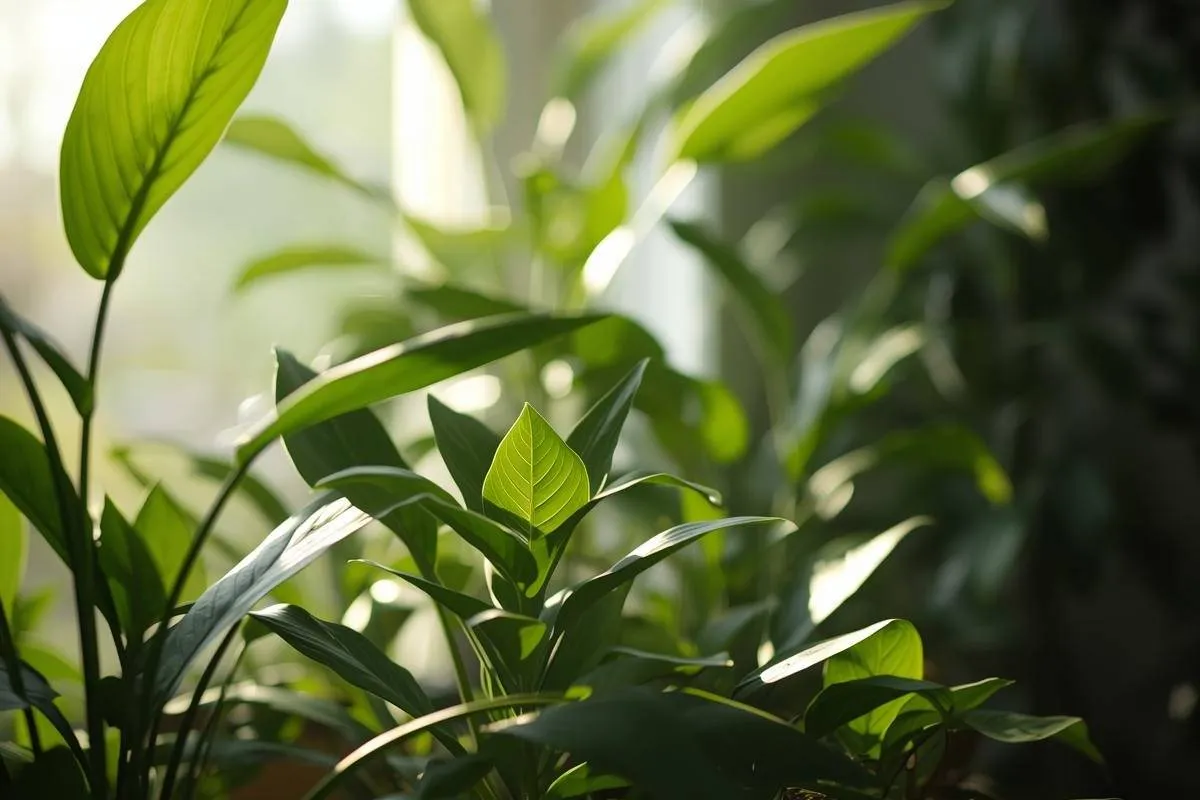 Healthy green houseplants after proper watering